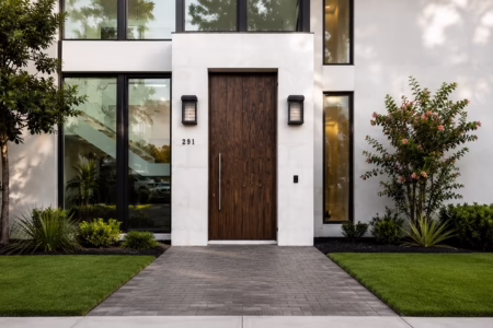 Accoya exterior door detail on Florida home