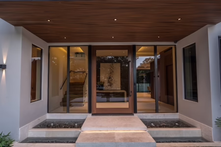 Modern doors South Miami pivot entry with glass insert