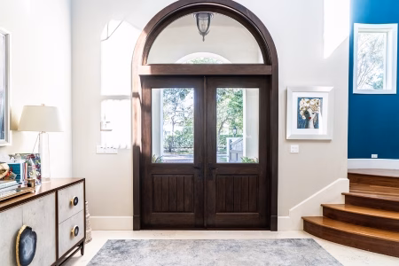 Custom exterior wood door architectural entrance